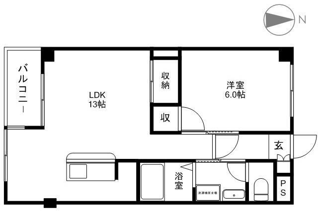 シティパル若宮1番館(1LDK/1階)の間取り写真