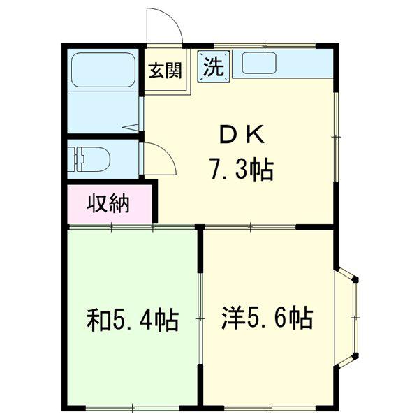 白樺ハイツ(2DK/1階)の間取り写真