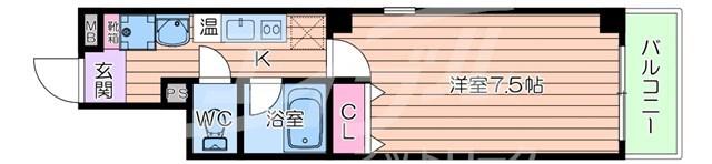 フラットワン天神橋(1K/5階)の間取り写真