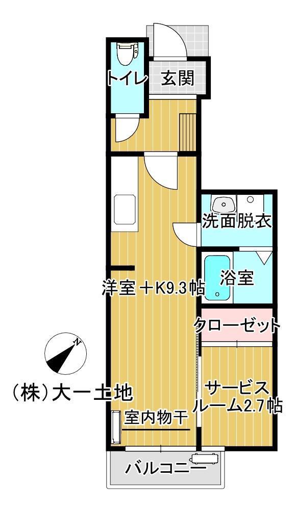 プリモI(1SK/1階)の間取り写真