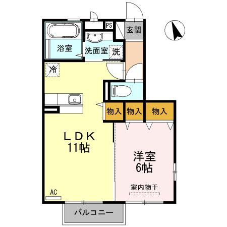 シャルマン・ルーチェ(1LDK/2階)の間取り写真