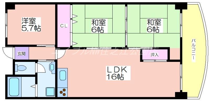 大阪マリンハイツ2号館(3LDK/10階)の間取り写真