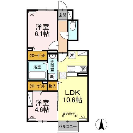 グラン・ウィン(2LDK/1階)の間取り写真