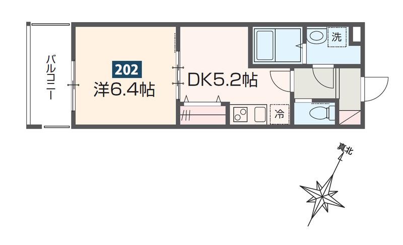 メルディア拝島2(1DK/2階)の間取り写真