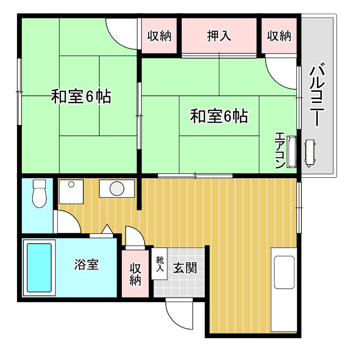 フレグランスHYATT B棟(2DK/1階)の間取り写真