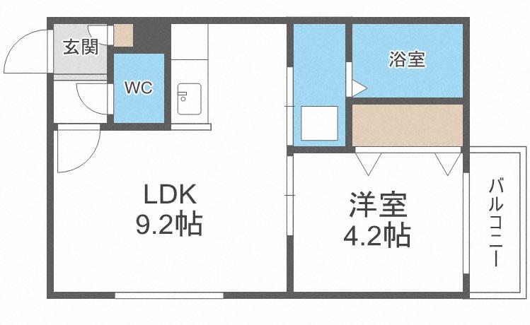 PEERSON栄通12(1LDK/4階)の間取り写真