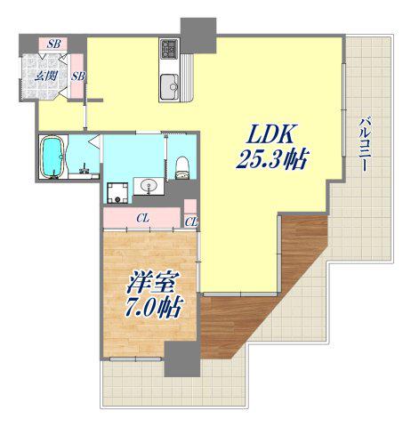 ザ・レジデンス芦屋スイート(1LDK/18階)の間取り写真