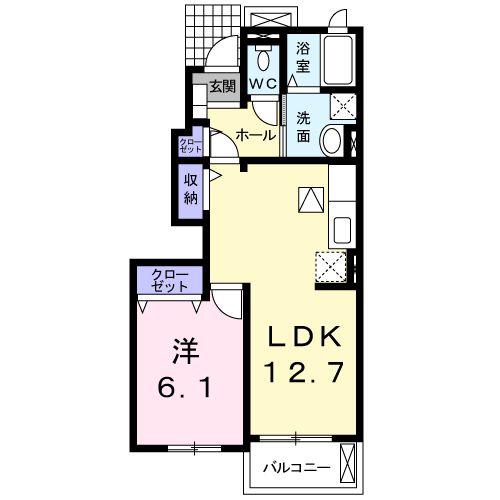 エスポワールA(1LDK/1階)の間取り写真