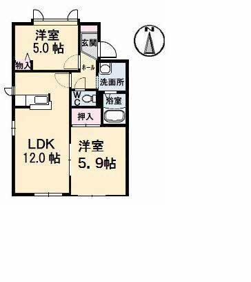 グランセフィラB棟(2LDK/1階)の間取り写真