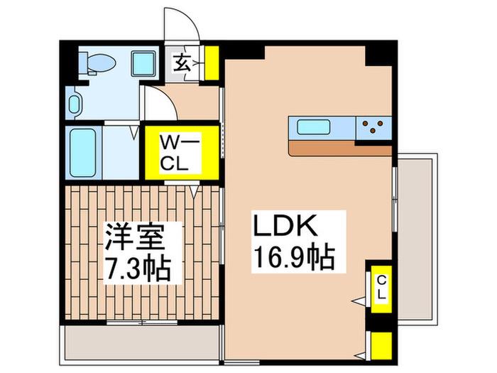 ホワイトアイル根岸(1LDK/6階)の間取り写真