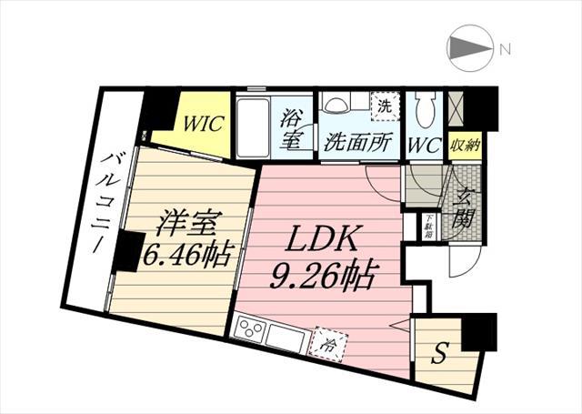 コリドール山手(1LDK/4階)の間取り写真
