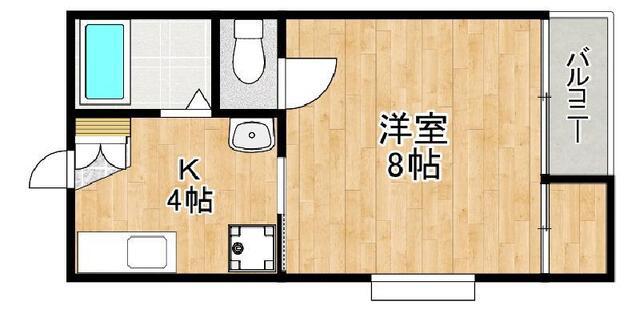 LAX千現(1K/2階)の間取り写真