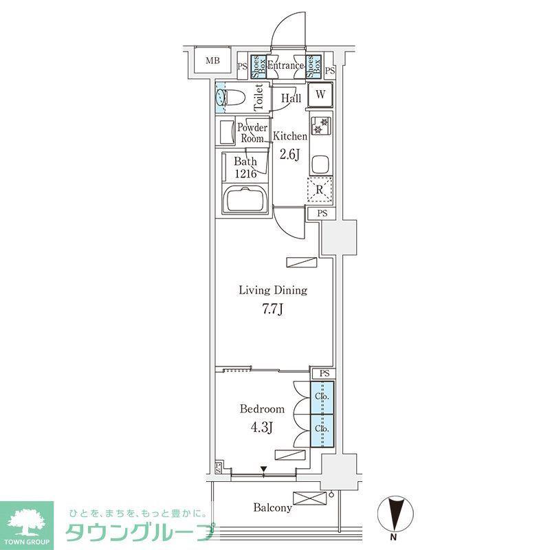 フロンティアレジデンス錦糸公園(1LDK/3階)の間取り写真