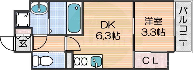 アバンティオグランデ(1DK/4階)の間取り写真