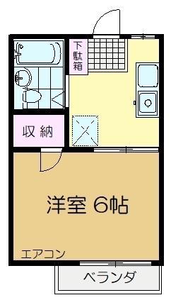 センチュリー平賀2番館(1DK/2階)の間取り写真