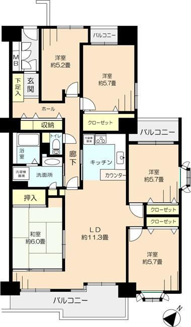 検見川マリンタウン(5LDK/9階)の間取り写真