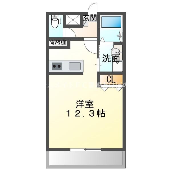 ベルクレスト大岩 参番館(ワンルーム/2階)の間取り写真
