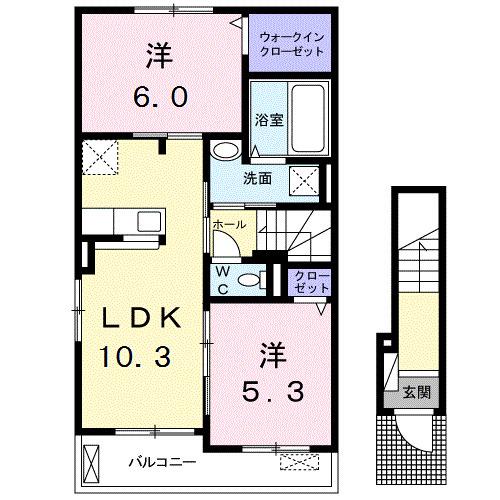 リトルツリーフィールドIII(2LDK/2階)の間取り写真