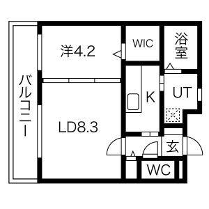 リンデン東薬院(1LDK/7階)の間取り写真