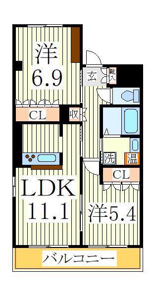 ヒンメルブロー(2LDK/2階)の間取り写真