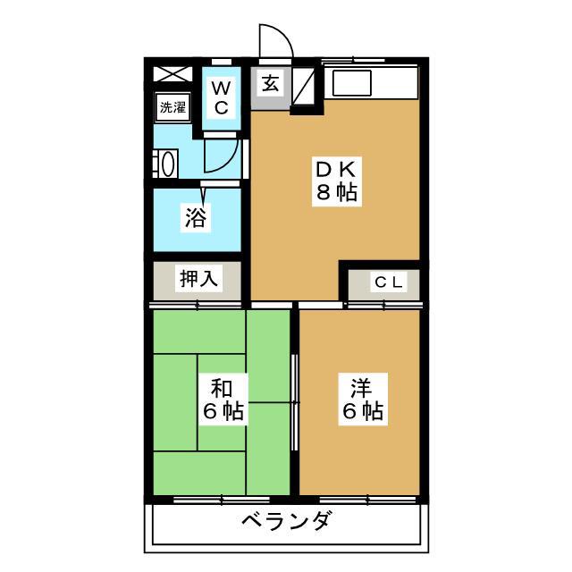 クリアメゾン(2DK/2階)の間取り写真