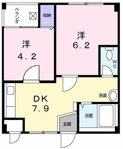 コーポT-151(2DK/1階)の間取り写真
