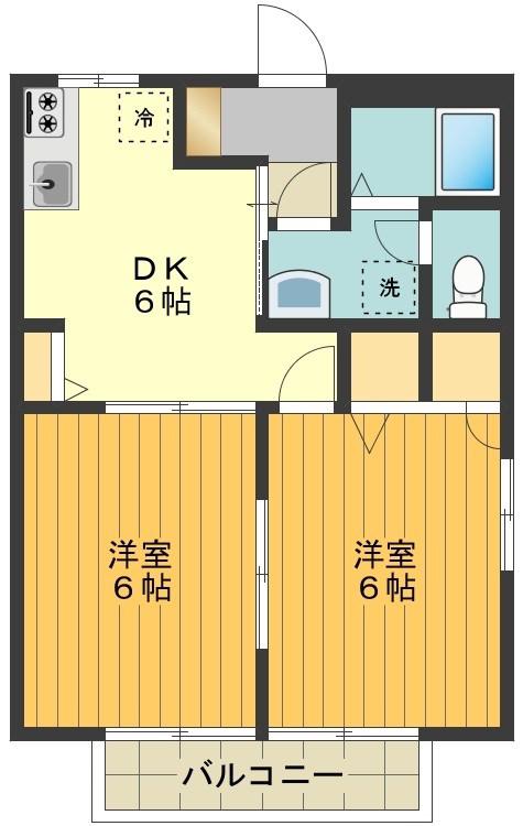 ヴィラ四谷(2DK/1階)の間取り写真