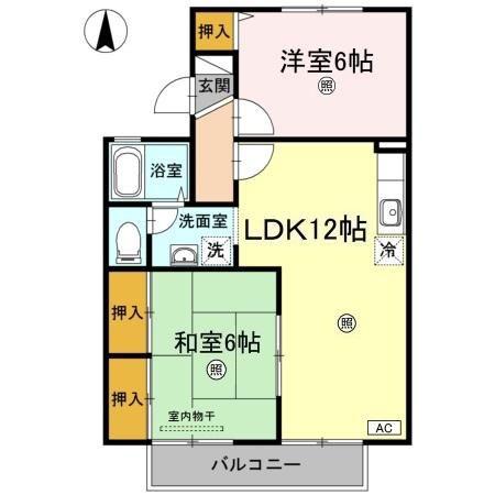 楠小路B棟(2LDK/2階)の間取り写真