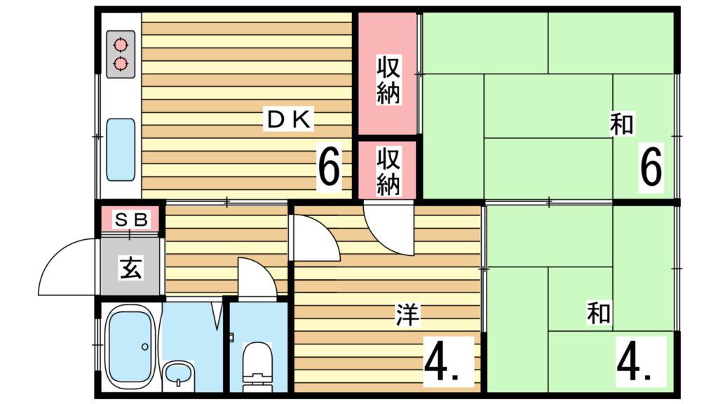 ケイアンドエスマンション白川台(3DK/2階)の間取り写真