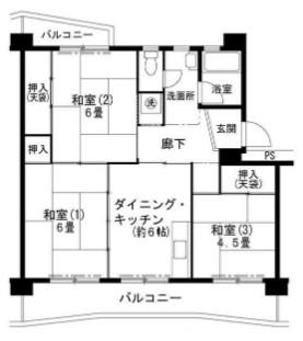 ビレッジハウス志染(3DK/2階)の間取り写真