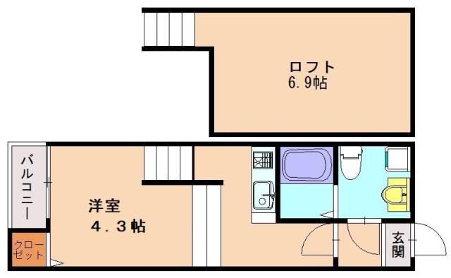 アムール大橋(1K/1階)の間取り写真