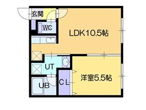 グランルーブルTM栄町(1LDK/1階)の間取り写真