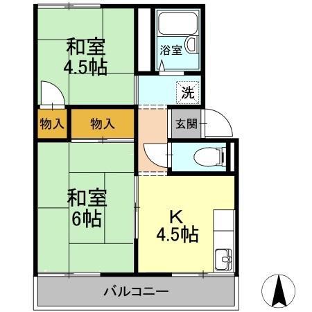 プレジール板谷(2DK/2階)の間取り写真