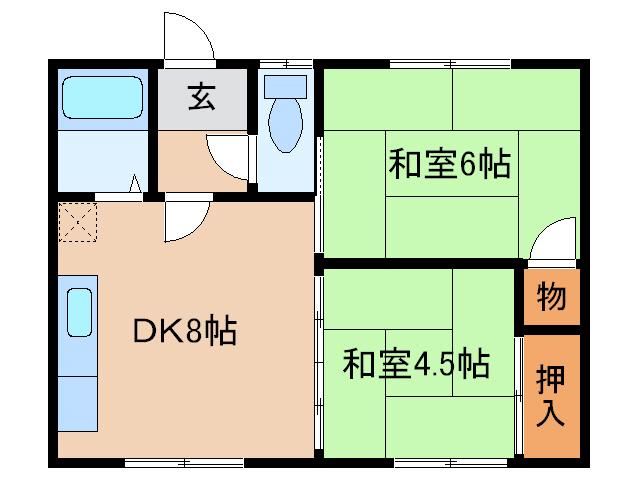 フラワーハイツ(2DK/2階)の間取り写真