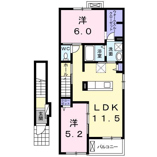 プランドール(2LDK/2階)の間取り写真