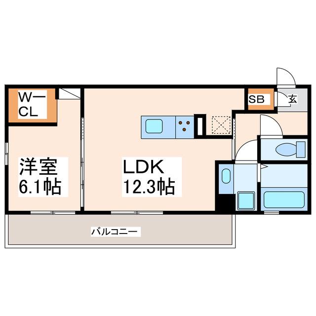 クロッカス千原台(1LDK/2階)の間取り写真