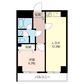 鈴美マンション(1LDK/4階)の間取り写真