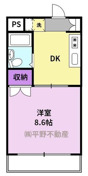 コーポ加月A棟(1DK/2階)の間取り写真