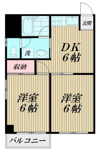 エスペランス金子(2DK/3階)の間取り写真