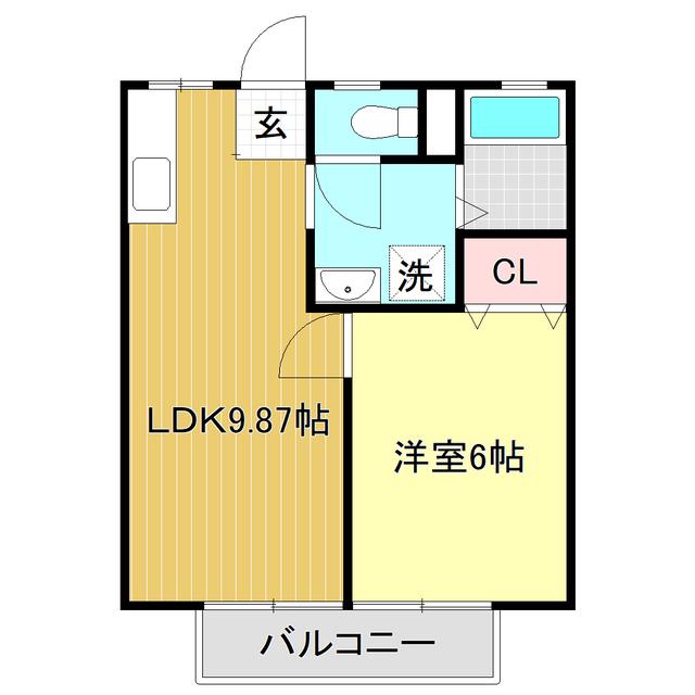 はとがさきハイツI(1LDK/2階)の間取り写真