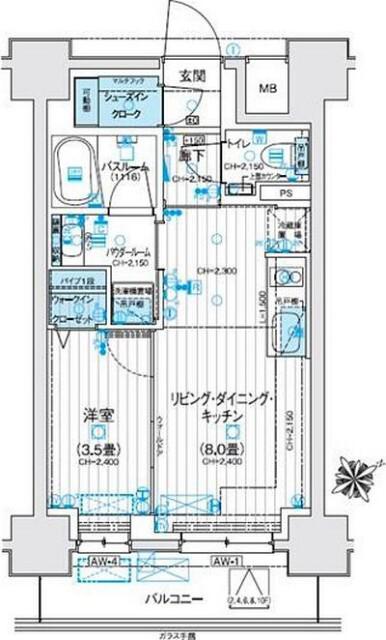 デュオステージ海老名II(1LDK/5階)の間取り写真