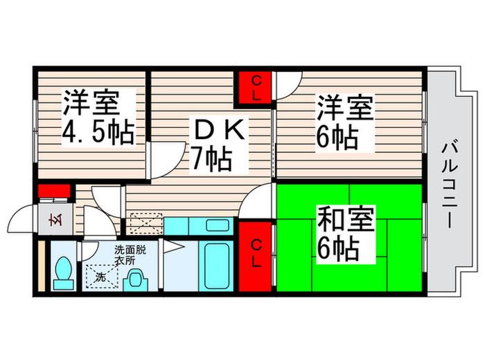 プレミール鹿浜II(3DK/1階)の間取り写真