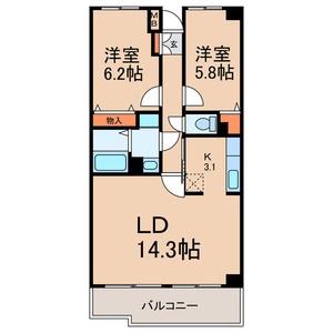 グランシャリオ(2LDK/3階)の間取り写真