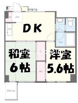 メゾン福嶋(2DK/5階)の間取り写真