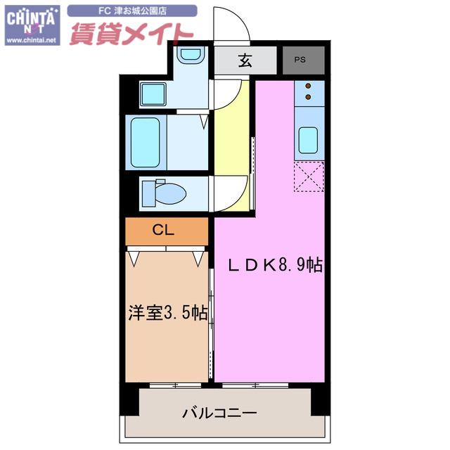 シンフォニー半田(1LDK/4階)の間取り写真