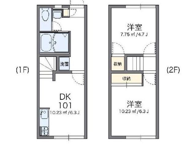 レオパレスエムエスケイ(2DK/1階)の間取り写真