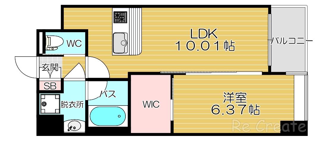 VINOプレジオ本町(1LDK/12階)の間取り写真