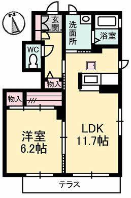 シャーメゾンクレア(1LDK/1階)の間取り写真