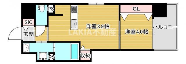 コーポラス京橋(1LDK/8階)の間取り写真
