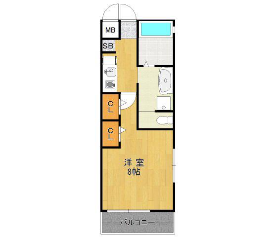 ワコーレヴィータ伊丹北本町(1K/2階)の間取り写真